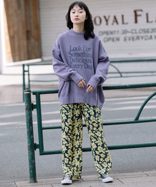 Munich（ミューニック）の「バイオウォッシュフレンチテリープリントビッグスウェット（スウェット・レディース・ブラック/ベージュ/パープル/グリーン・FREE）」の14枚目の写真