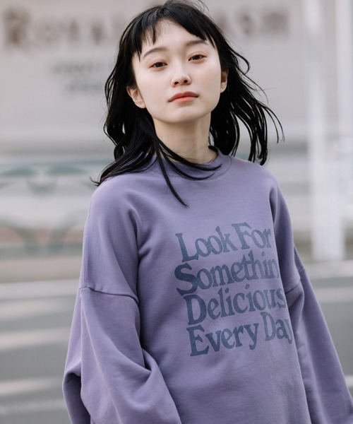 Munich（ミューニック）の「バイオウォッシュフレンチテリープリントビッグスウェット（スウェット・レディース・ブラック/ベージュ/パープル/グリーン・FREE）」の5枚目の写真