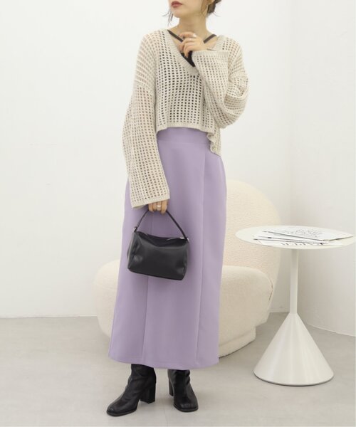 RAY CASSIN（レイカズン）の「メランジメッシュ編みニット（ニット/セーター・レディース・ブラウン/ライトカーキ/キナリ・FREE）」の12枚目の写真