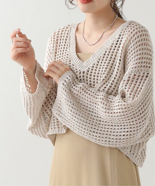 RAY CASSIN（レイカズン）の「メランジメッシュ編みニット（ニット/セーター・レディース・ブラウン/ライトカーキ/キナリ・FREE）」の14枚目の写真