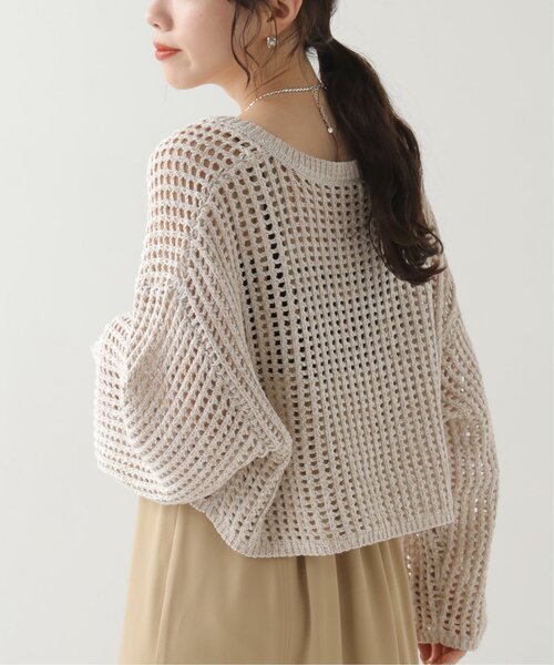 RAY CASSIN（レイカズン）の「メランジメッシュ編みニット（ニット/セーター・レディース・ブラウン/ライトカーキ/キナリ・FREE）」の15枚目の写真