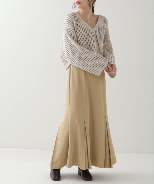 RAY CASSIN（レイカズン）の「メランジメッシュ編みニット（ニット/セーター・レディース・ブラウン/ライトカーキ/キナリ・FREE）」の16枚目の写真