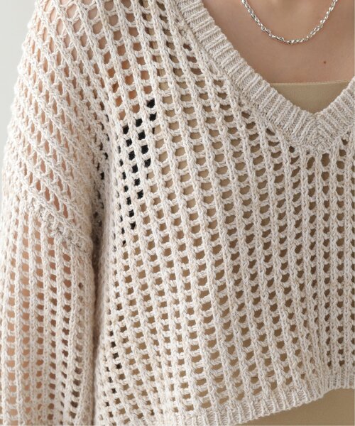 RAY CASSIN（レイカズン）の「メランジメッシュ編みニット（ニット/セーター・レディース・ブラウン/ライトカーキ/キナリ・FREE）」の18枚目の写真