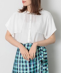 バンドカラーノースリーブブラウス