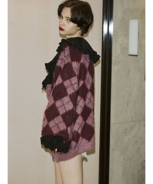 jouetie（ジュエティ）の「パターンVネックカーデ（カーディガン/ボレロ・レディース・アイボリー/ブラック/ピンク/パープル・MEDIUM）」の19枚目の写真