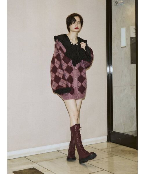 jouetie（ジュエティ）の「パターンVネックカーデ（カーディガン/ボレロ・レディース・アイボリー/ブラック/ピンク/パープル・MEDIUM）」の21枚目の写真