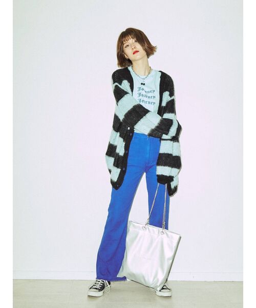 jouetie（ジュエティ）の「パターンVネックカーデ（カーディガン/ボレロ・レディース・アイボリー/ブラック/ピンク/パープル・MEDIUM）」の6枚目の写真