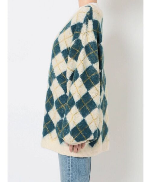 jouetie（ジュエティ）の「パターンVネックカーデ（カーディガン/ボレロ・レディース・アイボリー/ブラック/ピンク/パープル・MEDIUM）」の9枚目の写真