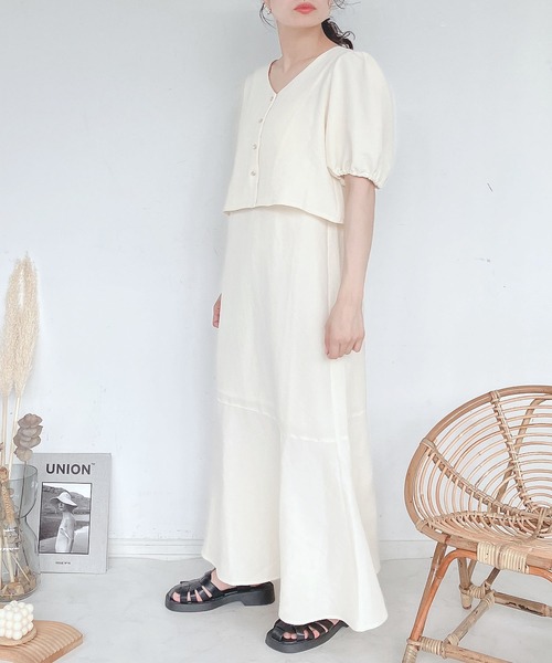 AS KNOW AS plus（アズノゥアズプラス）の「♪5分袖ブラウスとキャミワンピース セット（ワンピース・レディース・チェック/ブラック/アイボリー/ブラウン・FREE）」の5枚目の写真