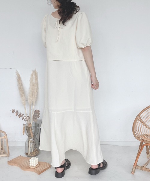 AS KNOW AS plus（アズノゥアズプラス）の「♪5分袖ブラウスとキャミワンピース セット（ワンピース・レディース・チェック/ブラック/アイボリー/ブラウン・FREE）」の6枚目の写真