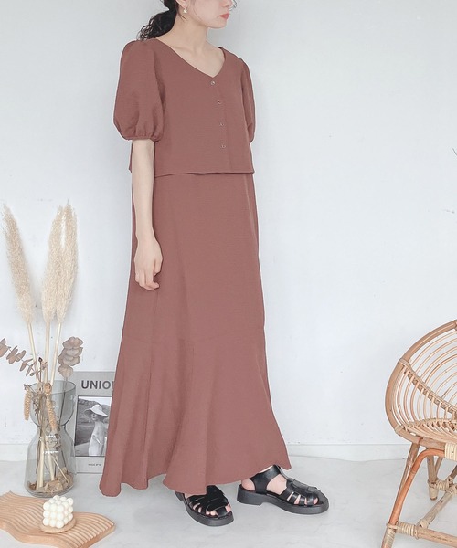 AS KNOW AS plus（アズノゥアズプラス）の「♪5分袖ブラウスとキャミワンピース セット（ワンピース・レディース・チェック/ブラック/アイボリー/ブラウン・FREE）」の15枚目の写真