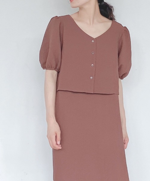 AS KNOW AS plus（アズノゥアズプラス）の「♪5分袖ブラウスとキャミワンピース セット（ワンピース・レディース・チェック/ブラック/アイボリー/ブラウン・FREE）」の18枚目の写真