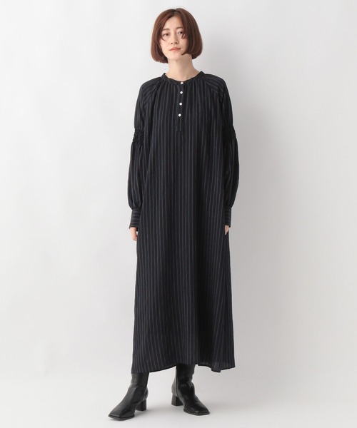 A part by（アパートバイ）の「ストライプシャーリングワンピース  124634（シャツワンピース・レディース・ベージュ/ネイビー・FREE）」の10枚目の写真