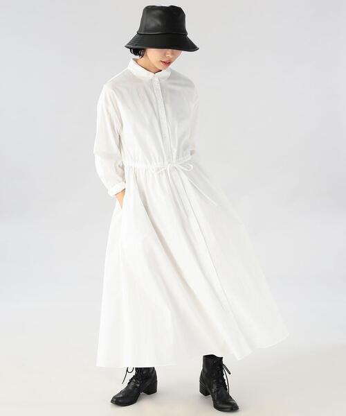 To b. by agnes b.（トゥービーバイアニエスベー）の「WJ04 ROBE ベーシックシャツドレス（シャツワンピース・レディース・ホワイト・38/36/40）」の5枚目の写真