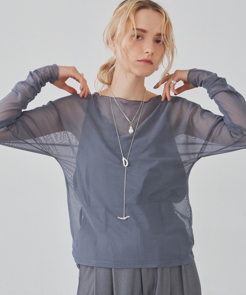 LA BELLE ETUDE(ラベルエチュード)の「チュールメロウトップス(Tシャツ/カットソー・レディース・ホワイト/ブラック/ダークグリーン/ブルー/ブラウン/アイボリー・FREE)」の6枚目の写真