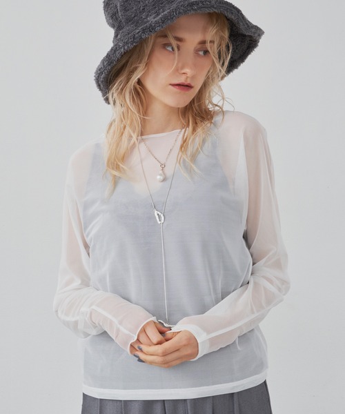 LA BELLE ETUDE(ラベルエチュード)の「チュールメロウトップス(Tシャツ/カットソー・レディース・ホワイト/ブラック/ダークグリーン/ブルー/ブラウン/アイボリー・FREE)」の9枚目の写真