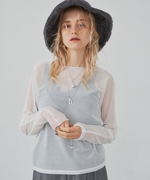 LA BELLE ETUDE(ラベルエチュード)の「チュールメロウトップス(Tシャツ/カットソー・レディース・ホワイト/ブラック/ダークグリーン/ブルー/ブラウン/アイボリー・FREE)」の8枚目の写真