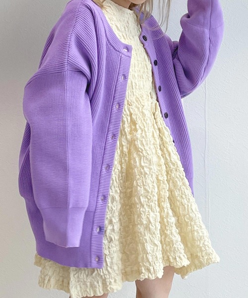 ロングカーディガン ピンク/パープル 長袖 トップス カーディガン 長袖[品番：HNSW0009916]｜Honeys（ハニーズ