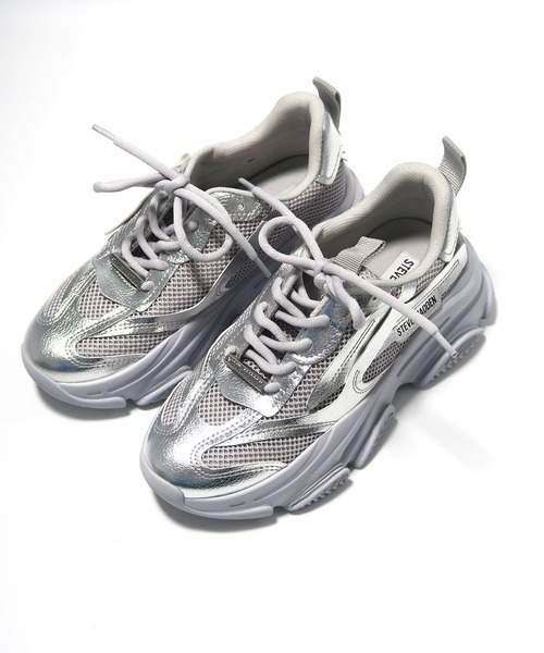 STEVE MADDEN（スティーブマデン）の「ボリュームソールスニーカー/STEVE MADDEN POSESSION（スニーカー・レディース・グレー×サックスブルー/ホワイト×シルバー/シルバー・22.5/24.5/23.5/24.0/23.0）」の3枚目の写真