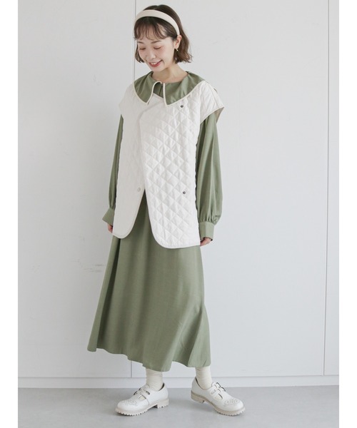ehka sopo(エヘカソポ)の「配色パイピング襟ワンピース(ワンピース・レディース・パープル/ブラウン/グリーン・フリ-)」の17枚目の写真