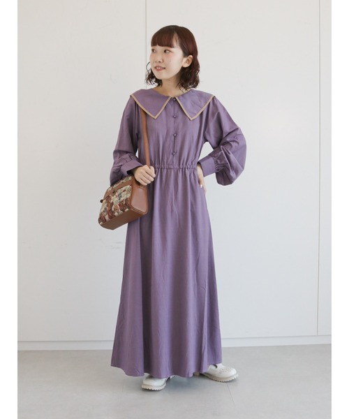 ehka sopo（エヘカソポ）の「配色パイピング襟ワンピース