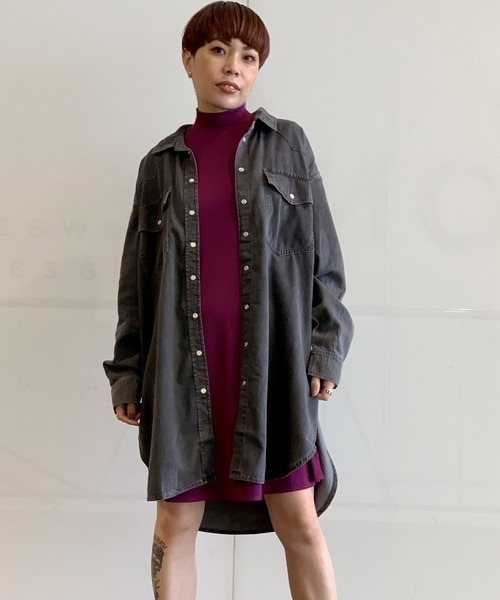 GAP(ギャップ)の「オーバーサイズ ウエスタン チュニックシャツ(シャツ/ブラウス・レディース・ブラック・S/M/L/XS/XXS)」の1枚目の写真