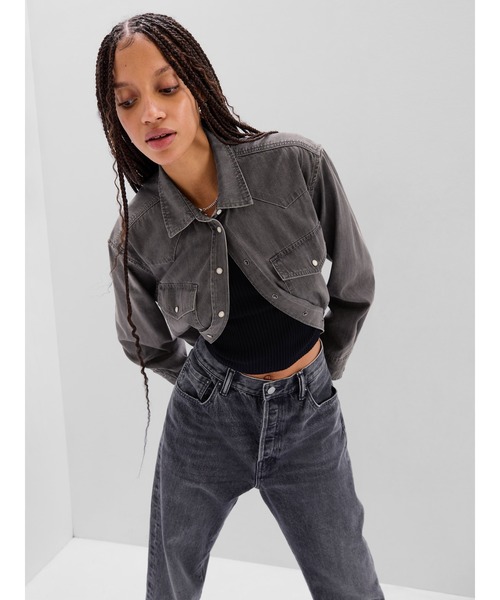 GAP(ギャップ)の「オーバーサイズ ウエスタン チュニックシャツ(シャツ/ブラウス・レディース・ブラック・S/M/L/XS/XXS)」の3枚目の写真