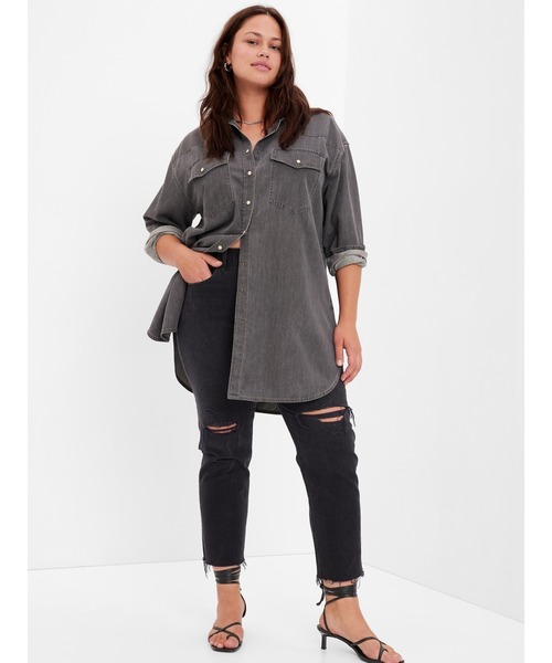 GAP(ギャップ)の「オーバーサイズ ウエスタン チュニックシャツ(シャツ/ブラウス・レディース・ブラック・S/M/L/XS/XXS)」の4枚目の写真