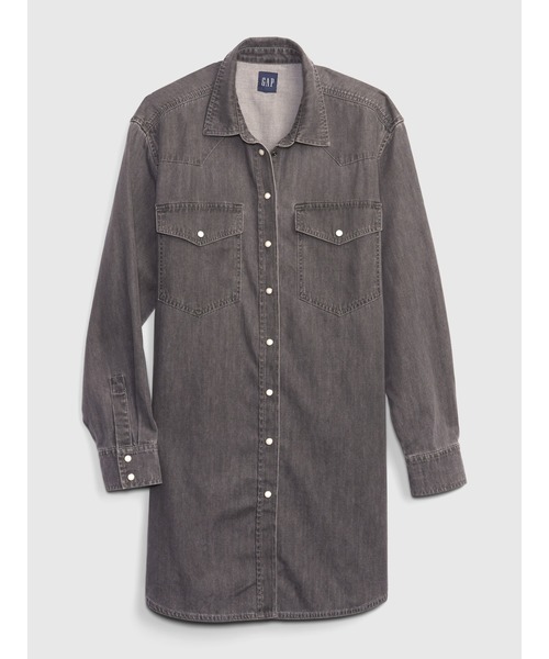 GAP(ギャップ)の「オーバーサイズ ウエスタン チュニックシャツ(シャツ/ブラウス・レディース・ブラック・S/M/L/XS/XXS)」の6枚目の写真