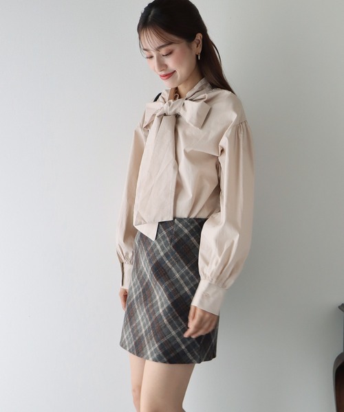 BLUEEAST（ブルーイースト）の「チェック台形ミニスカート（スカート・レディース・ブラック/ベージュ・MEDIUM）」の19枚目の写真
