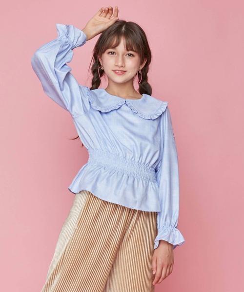 JENNI love（ジェニィラブ）の「グレンチェック衿フリルトップス