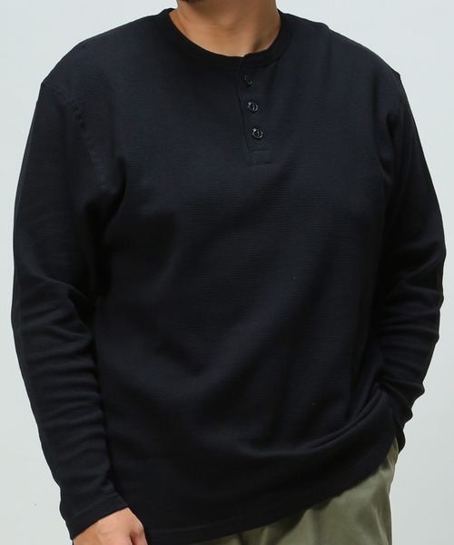 B&T CLUB(ビーティークラブ)の「ヘンリーネック ロング Tシャツ(Tシャツ/カットソー・メンズ・ブラック/カーキ/グレー/ホワイト/ネイビー・X5(9L~10L)/X2(4L~5L)/X3(6L~7L)/X4(8L~9L)/X1(3L~4L))」の16枚目の写真