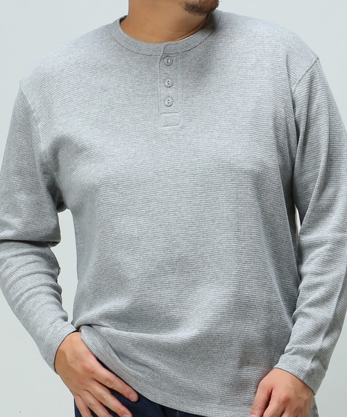 B&T CLUB(ビーティークラブ)の「ヘンリーネック ロング Tシャツ(Tシャツ/カットソー・メンズ・ブラック/カーキ/グレー/ホワイト/ネイビー・X5(9L~10L)/X2(4L~5L)/X3(6L~7L)/X4(8L~9L)/X1(3L~4L))」の17枚目の写真
