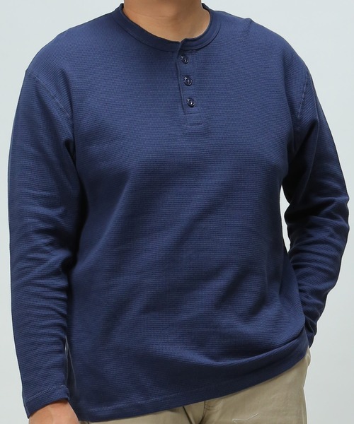 B&T CLUB(ビーティークラブ)の「ヘンリーネック ロング Tシャツ(Tシャツ/カットソー・メンズ・ブラック/カーキ/グレー/ホワイト/ネイビー・X5(9L~10L)/X2(4L~5L)/X3(6L~7L)/X4(8L~9L)/X1(3L~4L))」の19枚目の写真