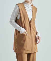 【Fizz/フィズ】カットジョーゼット ミドル丈ノーカラージレ