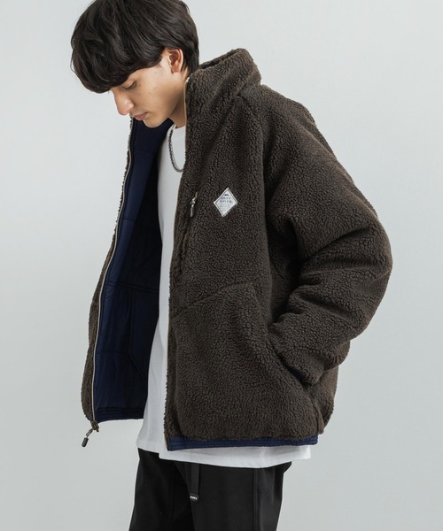 KRIFF MAYER(クリフメイヤー)の「KRIFF MAYER クリフメイヤー HINOKO リバーシブルボアフリース中綿ジャケット(ブルゾン・メンズ・チャコール/オリーブ/マルチ/ベージュ・M/L/XL)」の8枚目の写真