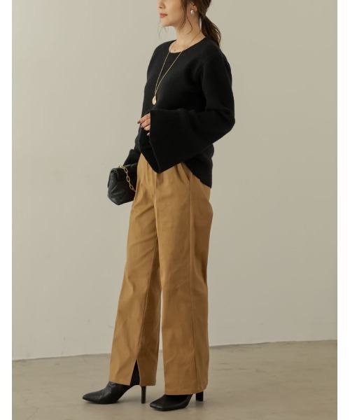 Re:EDIT（リエディ）の「[金子麻貴さん着用][WINTER COLLECTION]アルパカタッチクルーネックフレアスリーブ起毛ニットトップス（ニット/セーター・レディース・ブラック/アイボリー/ブルー/ブラック系その他/ブラウン/ピンク/イエロー・FREE）」の9枚目の写真