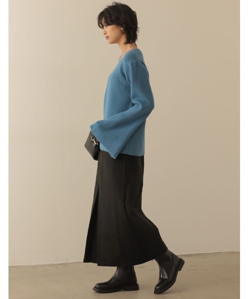 Re:EDIT（リエディ）の「[金子麻貴さん着用][WINTER COLLECTION]アルパカタッチクルーネックフレアスリーブ起毛ニットトップス（ニット/セーター・レディース・ブラック/アイボリー/ブルー/ブラック系その他/ブラウン/ピンク/イエロー・FREE）」の22枚目の写真