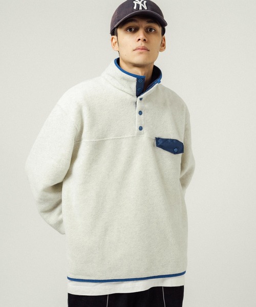 Ressaca（レサーカ）の「オーバーサイズ マイクロフリース スナップボタンスタンドカラープルオーバー（スウェット・メンズ・ブラック/オートミール/モカ/グリーン・M/L）」の4枚目の写真