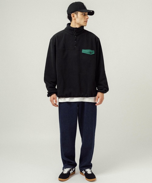 Ressaca（レサーカ）の「オーバーサイズ マイクロフリース スナップボタンスタンドカラープルオーバー（スウェット・メンズ・ブラック/オートミール/モカ/グリーン・M/L）」の17枚目の写真