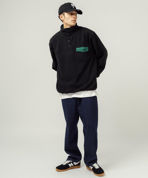 Ressaca（レサーカ）の「オーバーサイズ マイクロフリース スナップボタンスタンドカラープルオーバー（スウェット・メンズ・ブラック/オートミール/モカ/グリーン・M/L）」の7枚目の写真
