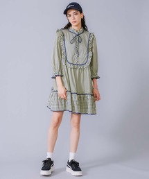 MILKFED. | GINGHAM CHECK RUFFLE MINI DRESS(ワンピース)