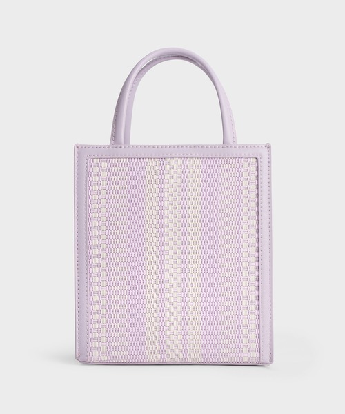 CHARLES & KEITH（チャールズ & キース）の「ウーブン ダブルハンドルトートバッグ（ショルダーバッグ・レディース・グリーン系その他3/ブラック/ライラック・M）」の17枚目の写真