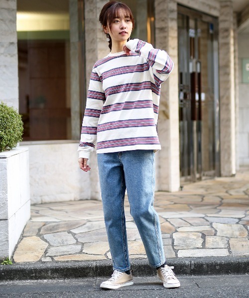 チチカカ(チチカカ)の「マルチボーダープルオーバー【ユニセックス】(Tシャツ/カットソー・メンズ・ホワイト/グリーン/グレー・FREE)」の4枚目の写真