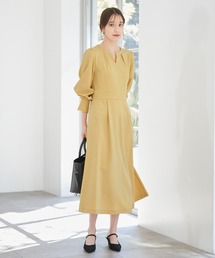 【270days美ストレッチシリーズ】【洗える】スキッパーワンピース