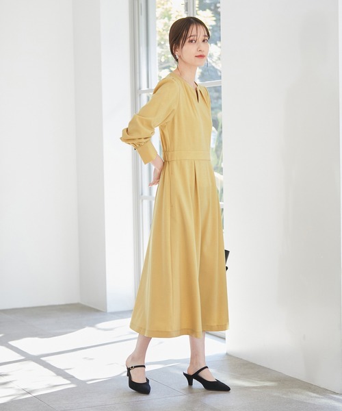 VIS（ビス）の「【270days美ストレッチシリーズ】【洗える】スキッパーワンピース（ワンピース・レディース・ネイビー/ブラック/イエロー/ピンク系その他2・FREE）」の6枚目の写真