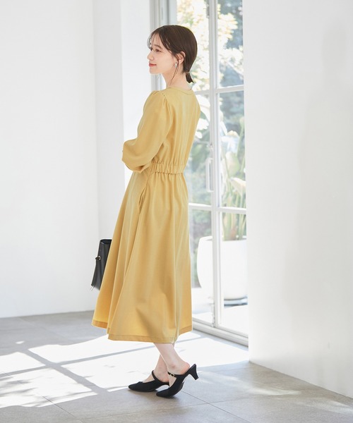 VIS（ビス）の「【270days美ストレッチシリーズ】【洗える】スキッパーワンピース（ワンピース・レディース・ネイビー/ブラック/イエロー/ピンク系その他2・FREE）」の7枚目の写真