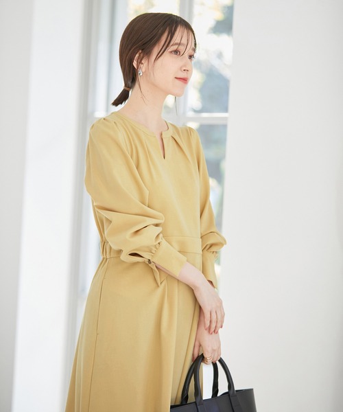 VIS（ビス）の「【270days美ストレッチシリーズ】【洗える】スキッパーワンピース（ワンピース・レディース・ネイビー/ブラック/イエロー/ピンク系その他2・FREE）」の8枚目の写真