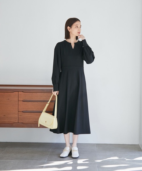 VIS（ビス）の「【270days美ストレッチシリーズ】【洗える】スキッパーワンピース（ワンピース・レディース・ネイビー/ブラック/イエロー/ピンク系その他2・FREE）」の13枚目の写真