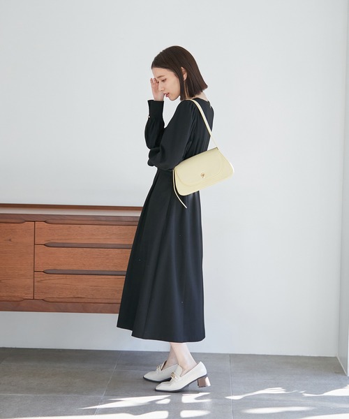 VIS（ビス）の「【270days美ストレッチシリーズ】【洗える】スキッパーワンピース（ワンピース・レディース・ネイビー/ブラック/イエロー/ピンク系その他2・FREE）」の14枚目の写真